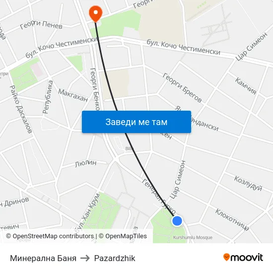 Минерална Баня to Pazardzhik map