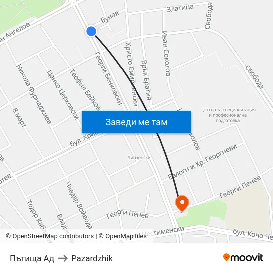 Пътища Ад to Pazardzhik map