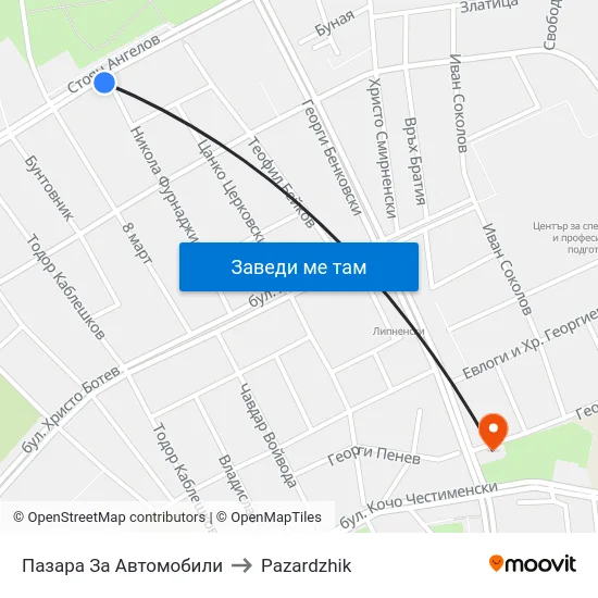Пазара За Автомобили to Pazardzhik map