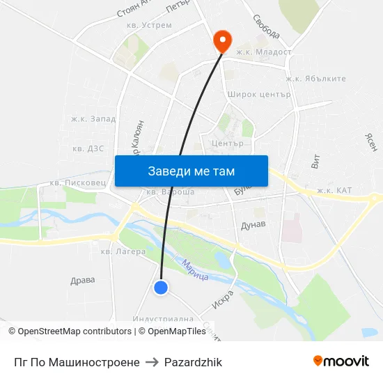 Пг По Машиностроене to Pazardzhik map