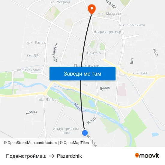 Подемстроймаш to Pazardzhik map