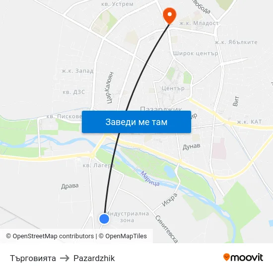 Търговията to Pazardzhik map