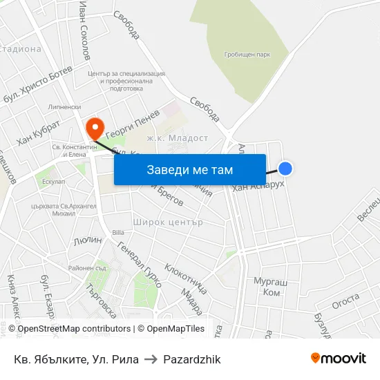 Кв. Ябълките, Ул. Рила to Pazardzhik map