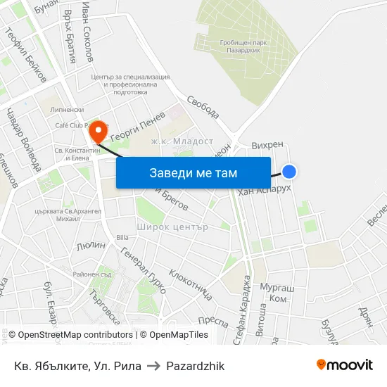 Кв. Ябълките, Ул. Рила to Pazardzhik map