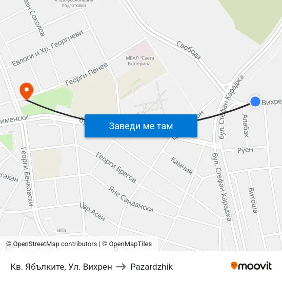 Кв. Ябълките, Ул. Вихрен to Pazardzhik map