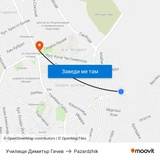 Училище Димитър Гачев to Pazardzhik map