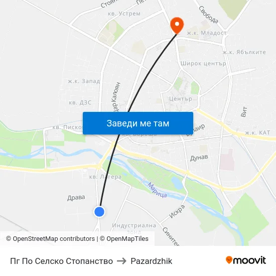 Пг По Селско Стопанство to Pazardzhik map