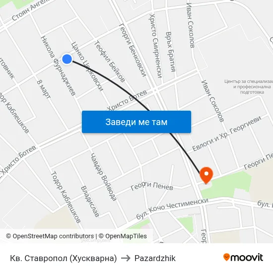 Кв. Ставропол (Хускварна) to Pazardzhik map