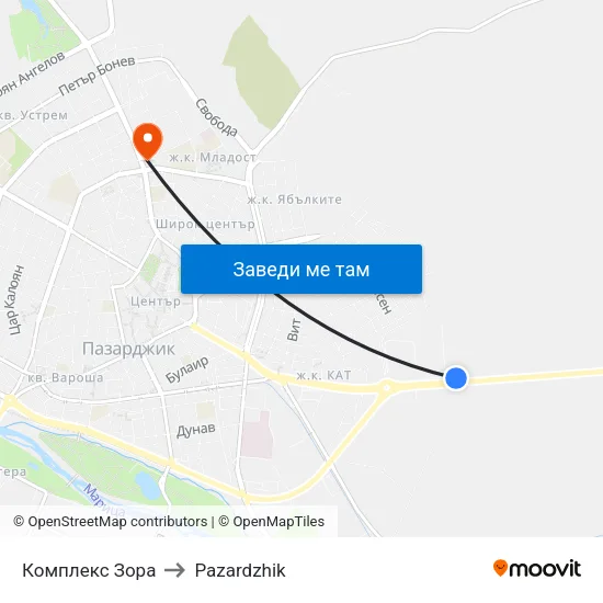 Комплекс Зора to Pazardzhik map
