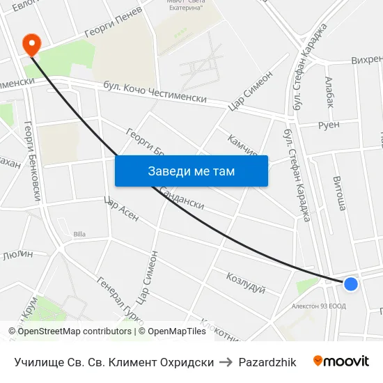 Училище Св. Св. Климент Охридски to Pazardzhik map