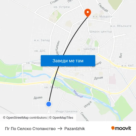 Пг По Селско Стопанство to Pazardzhik map