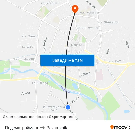 Подемстроймаш to Pazardzhik map