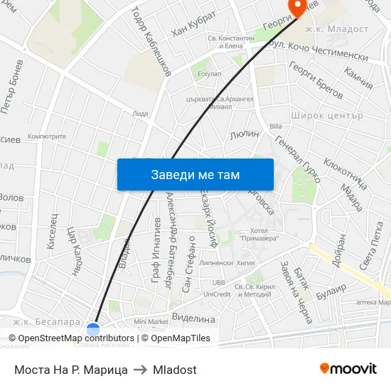 Моста На Р. Марица to Mladost map