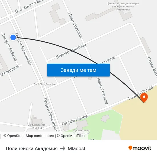 Полицейска Академия to Mladost map