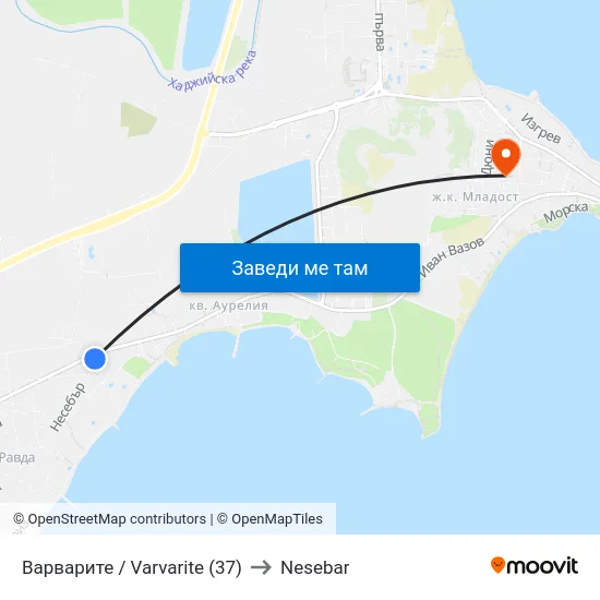 Варварите / Varvarite (37) to Nesebar map