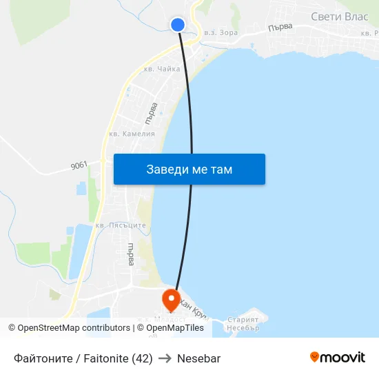 Файтоните / Faitonite (42) to Nesebar map