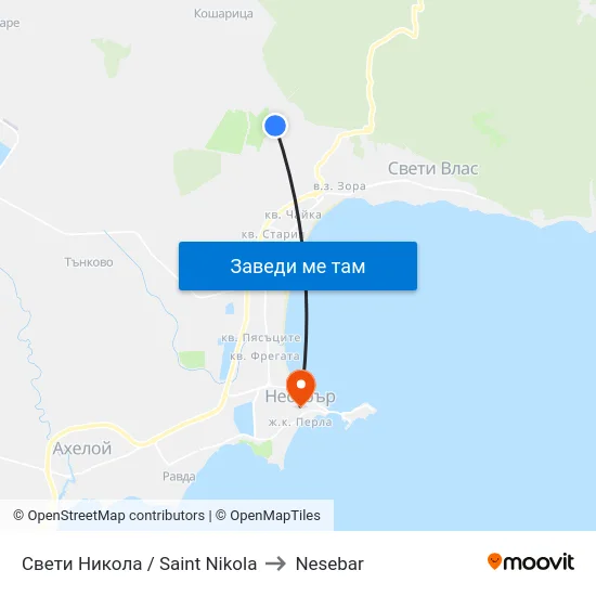 Свети Никола / Saint Nikola to Nesebar map