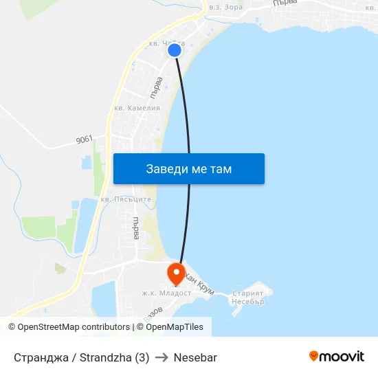 Странджа / Strandzha (3) to Nesebar map
