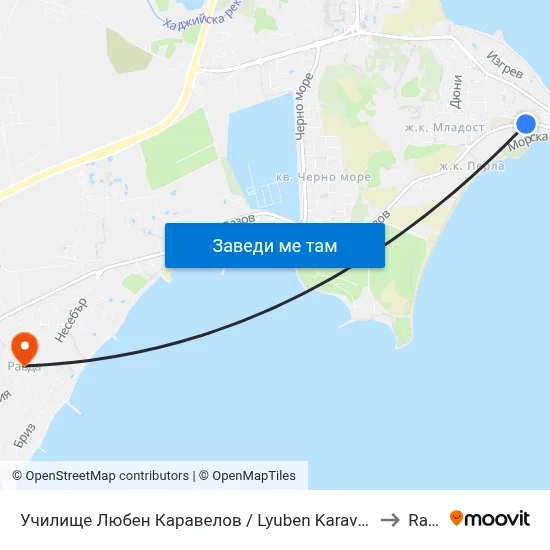 Училище Любен Каравелов / Lyuben Karavelov Primary School to Ravda map