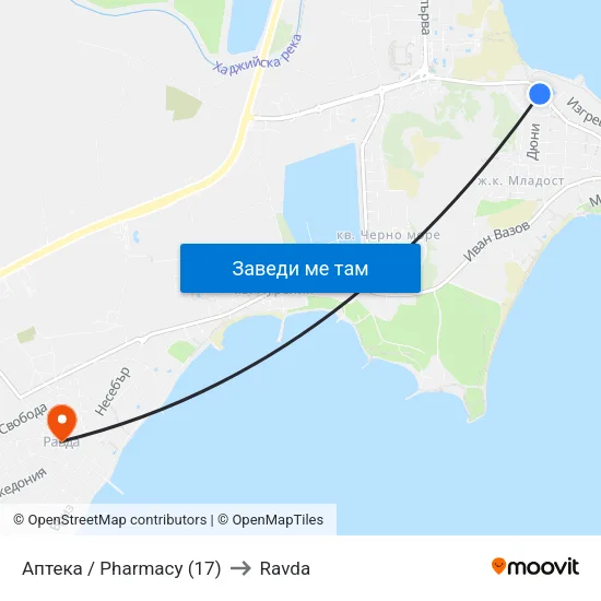 Аптека / Pharmacy (17) to Ravda map