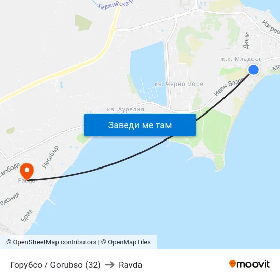 Горубсо / Gorubso (32) to Ravda map