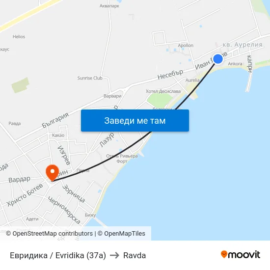 Евридика / Evridika (37a) to Ravda map