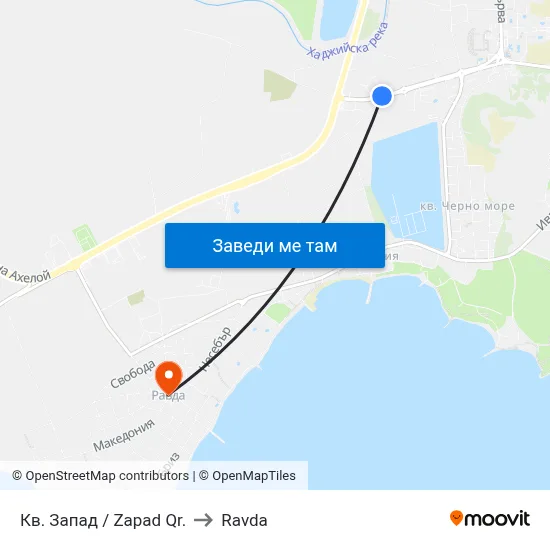 Кв. Запад / Zapad Qr. to Ravda map