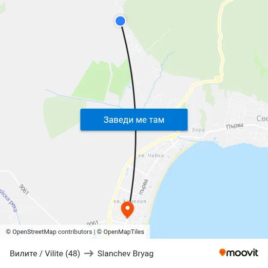 Вилите / Vilite (48) to Slanchev Bryag map