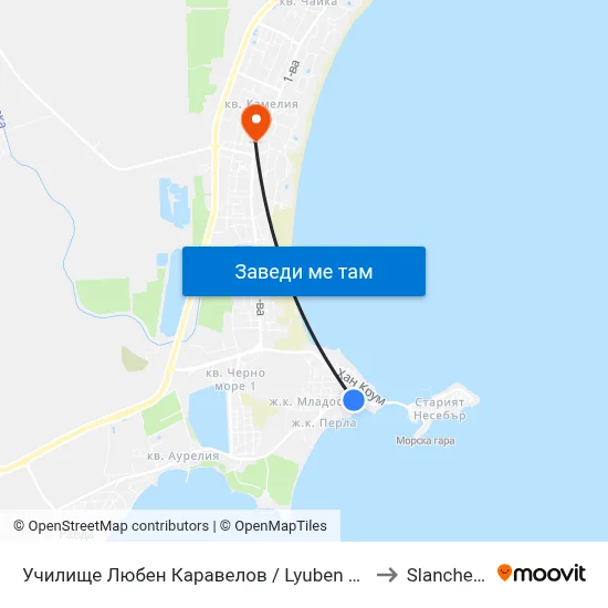 Училище Любен Каравелов / Lyuben Karavelov Primary School to Slanchev Bryag map