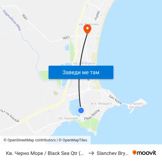 Кв. Черно Море / Black Sea Qtr (26) to Slanchev Bryag map
