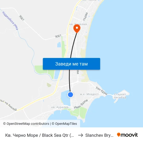 Кв. Черно Море / Black Sea Qtr (25) to Slanchev Bryag map