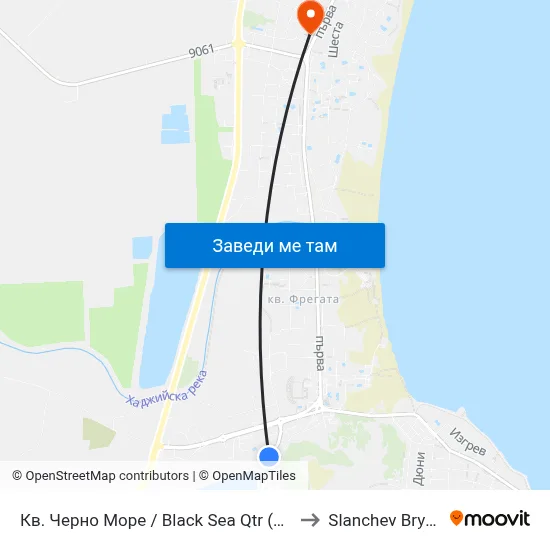 Кв. Черно Море / Black Sea Qtr (24) to Slanchev Bryag map