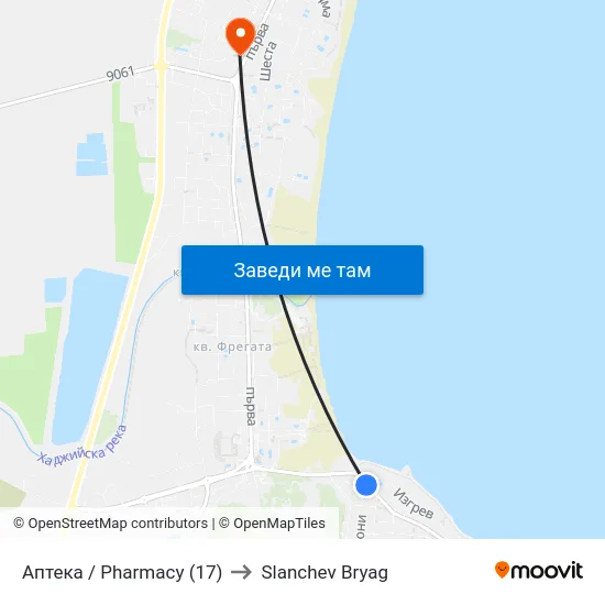 Аптека / Pharmacy (17) to Slanchev Bryag map