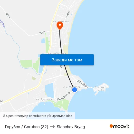 Горубсо / Gorubso (32) to Slanchev Bryag map