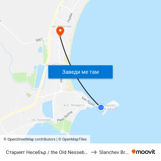 Старият Несебър / the Old Nessebar (21) to Slanchev Bryag map