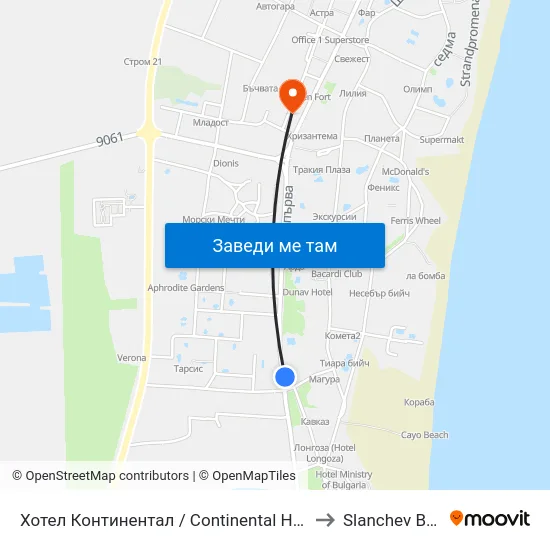Хотел Континентал / Continental Hotel (12) to Slanchev Bryag map