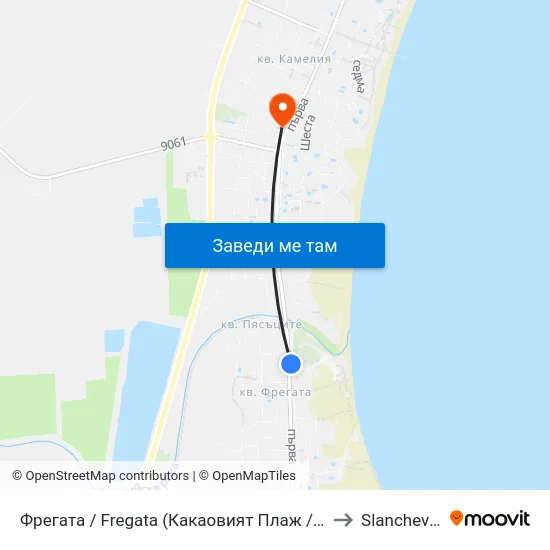 Фрегата / Fregata (Какаовият Плаж / Cacao Beach) (14) to Slanchev Bryag map