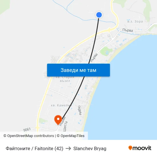 Файтоните / Faitonite (42) to Slanchev Bryag map