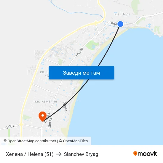 Хелена / Helena (51) to Slanchev Bryag map