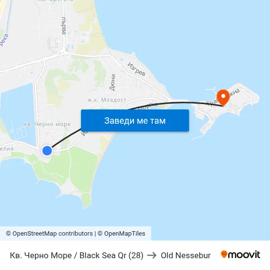Кв. Черно Море / Black Sea Qr (28) to Old Nessebur map