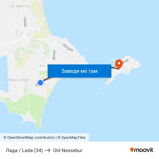Лада / Lada (34) to Old Nessebur map