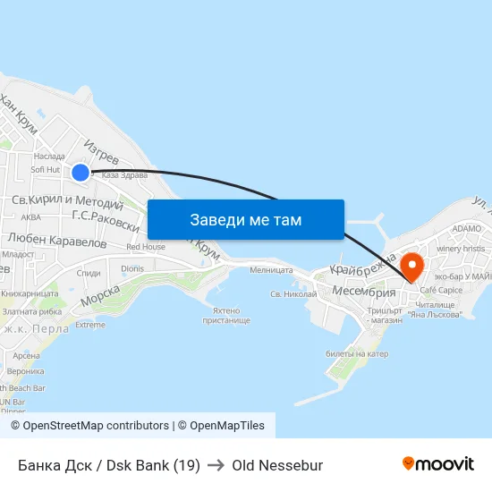 Банка Дск / Dsk Bank (19) to Old Nessebur map