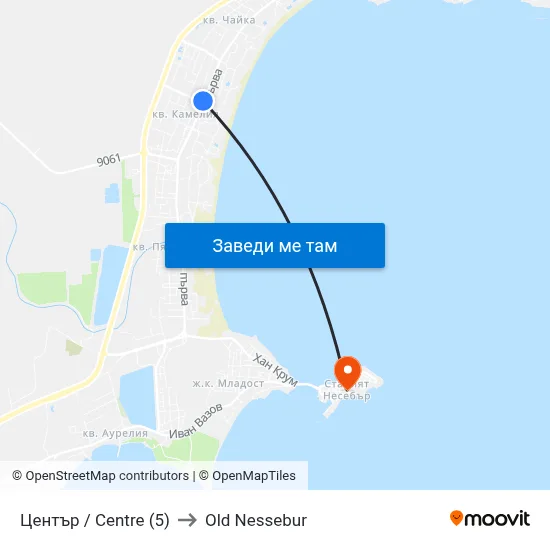 Център / Centre (5) to Old Nessebur map