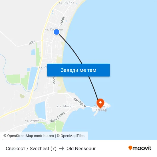 Свежест / Svezhest (7) to Old Nessebur map