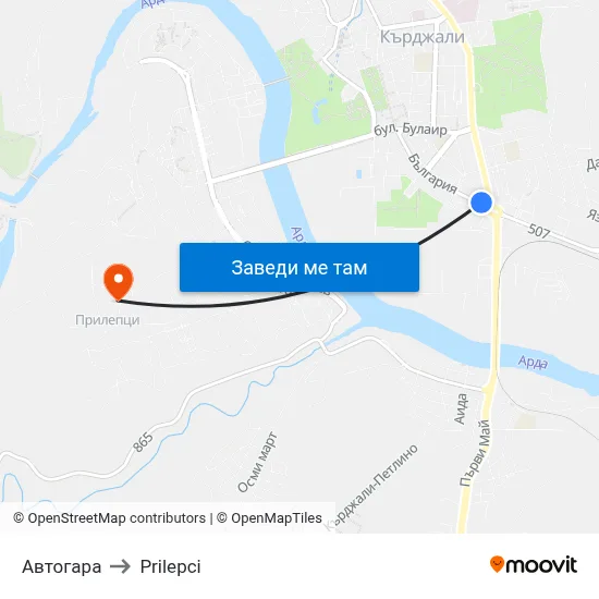 Автогара to Prilepci map