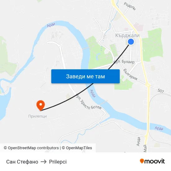 Сан Стефано to Prilepci map