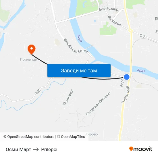 Осми Март to Prilepci map