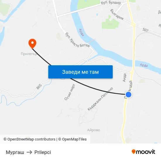 Мургаш to Prilepci map