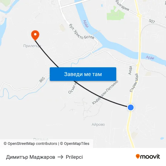 Димитър Маджаров to Prilepci map