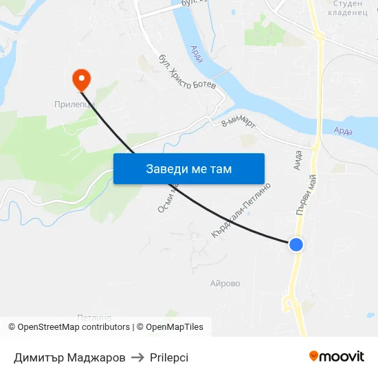 Димитър Маджаров to Prilepci map